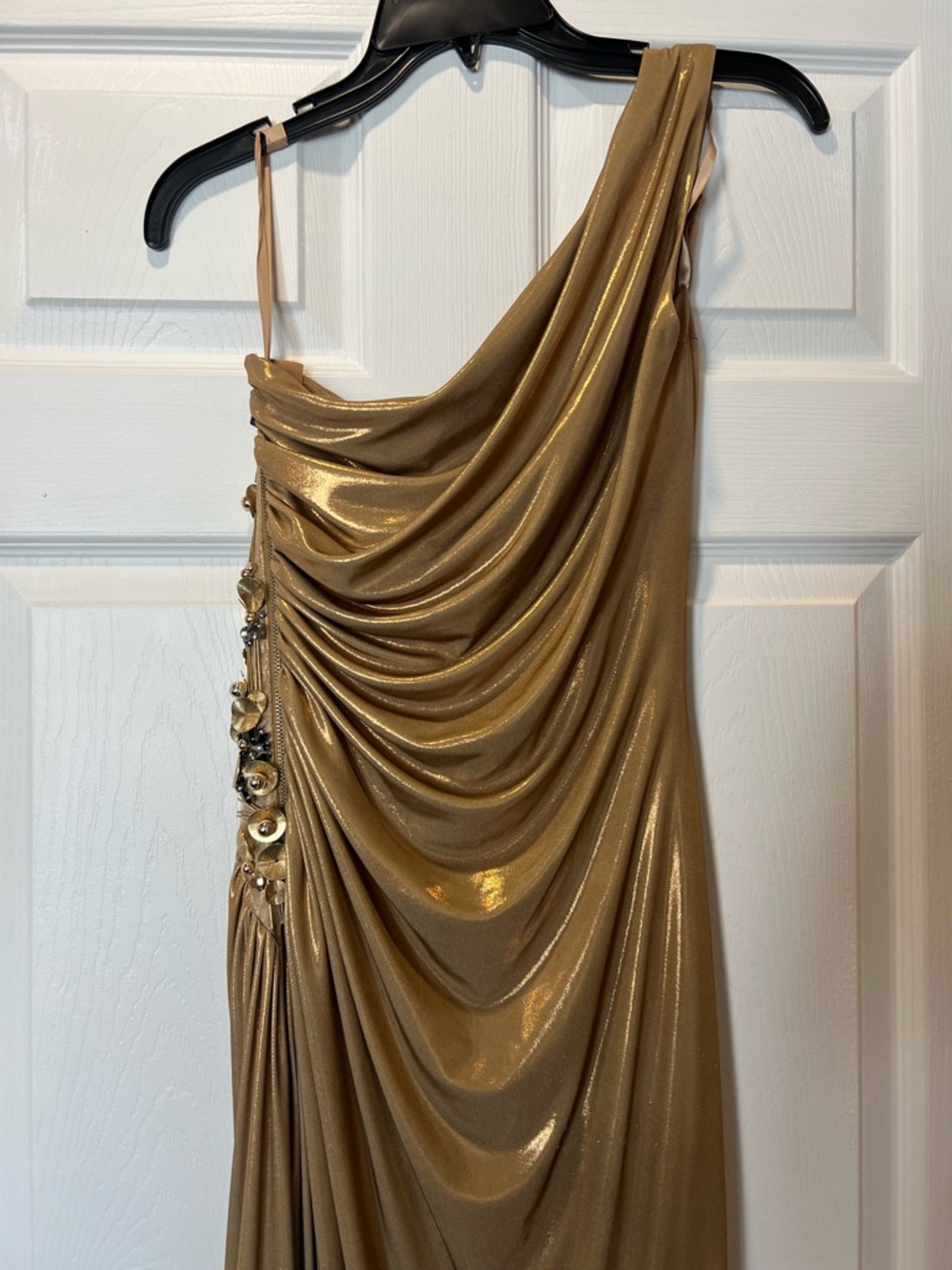 Robert Rodriguez Metallic Gold Cowl Neck Dress - Picture 4 of 14